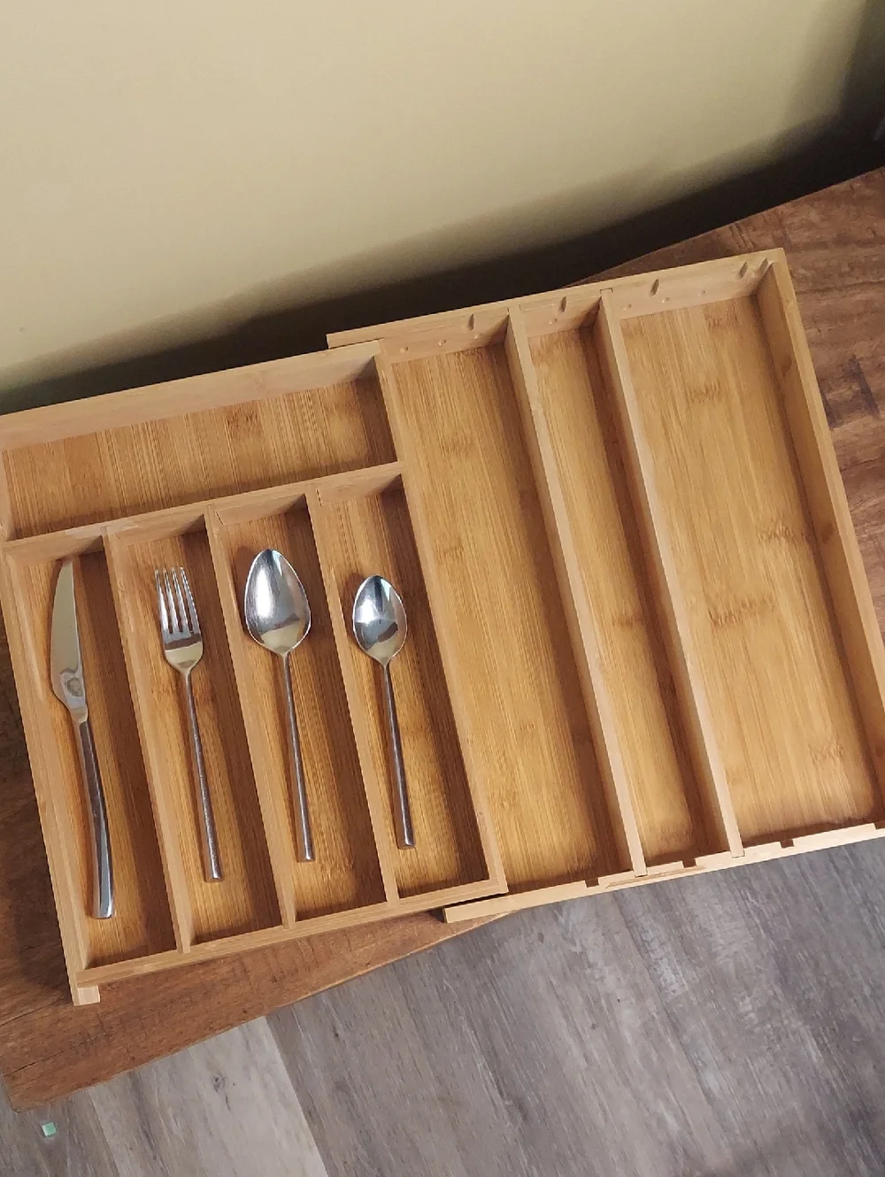 Crate & Barrel Bamboo Cutlery Drawer Organizer - Natural - Expandable